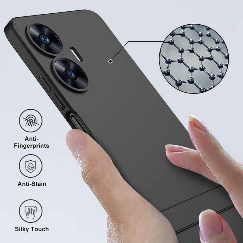 For Realme C55 GKK Three Stage Splicing Full Coverage PC Phone Case with Stand(Black)