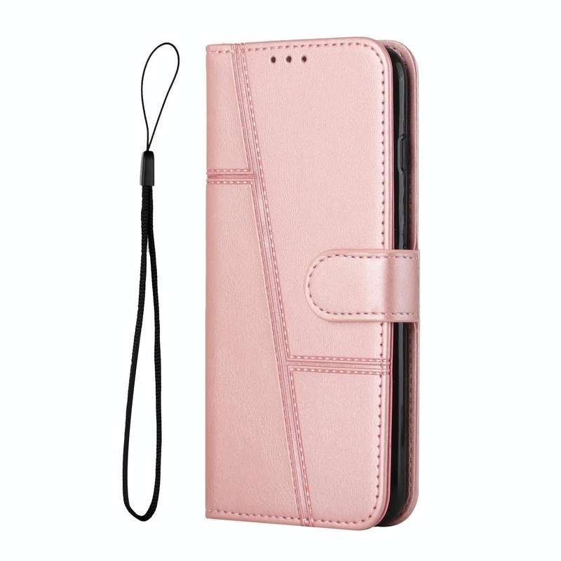 For Tecno Spark 7 / 7T Stitching Calf Texture Buckle Leather Phone Case(Pink)