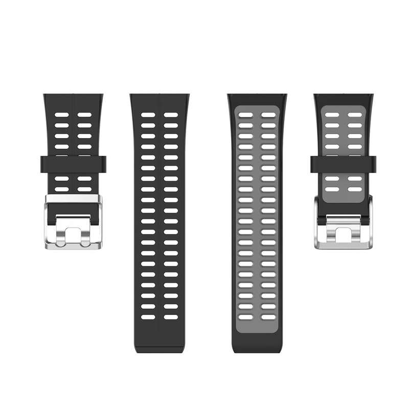 For Polar V800 GPS Smart Watch Two-color Steel Buckle Watch Band(Black+Grey)