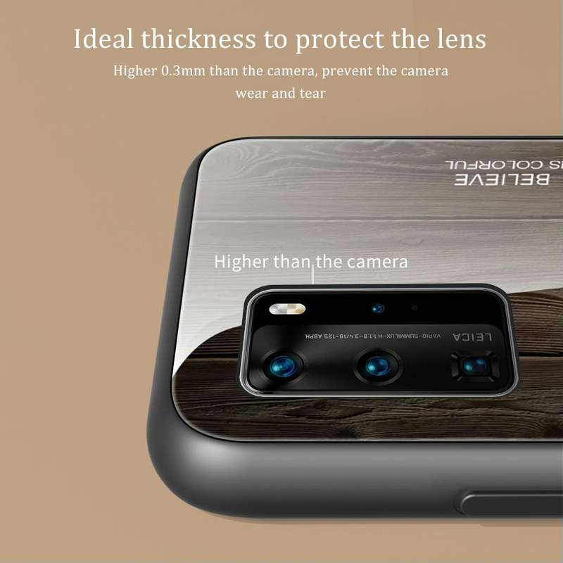 For Huawei P40 Pro Wood Grain Glass Protective Case(M01)