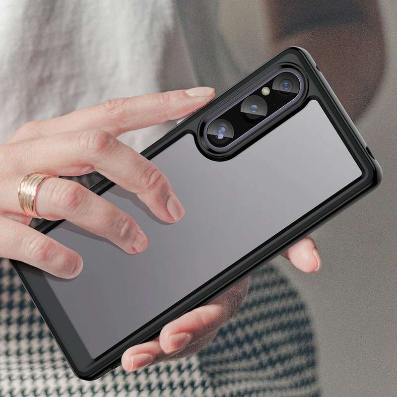 For Sony Xperia 1 V Colorful Series Acrylic + TPU Phone Case(Black)