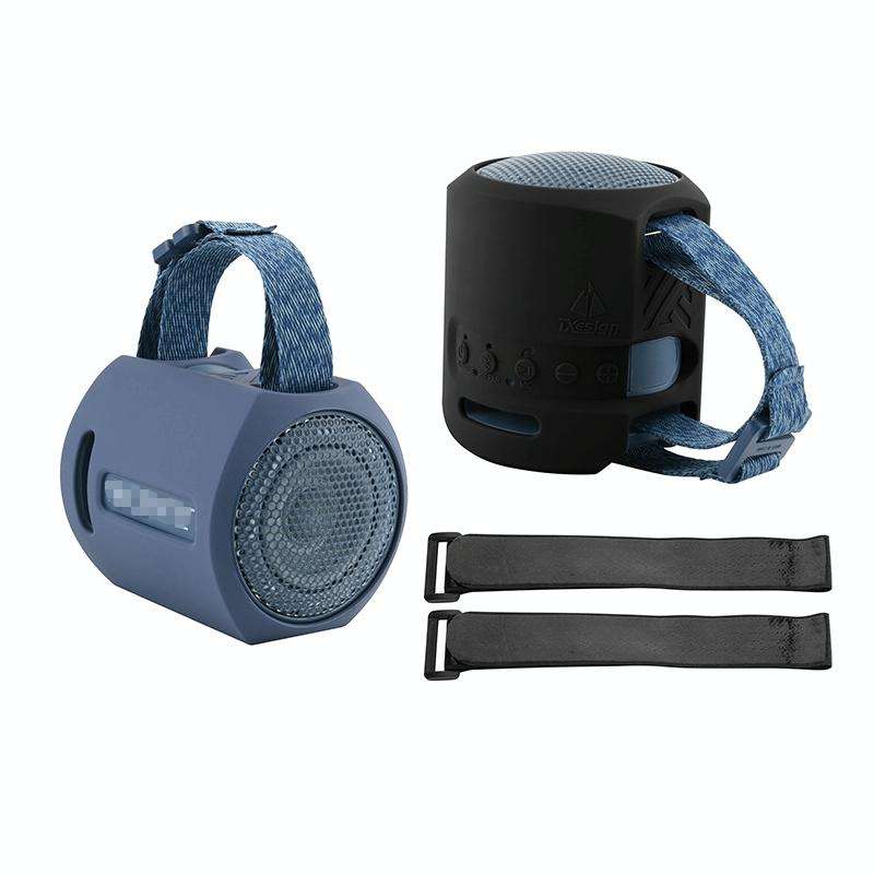 For Sony SRS-XB13 Speaker Silicone Case With Hook And Loop Fastener Strap(Black)