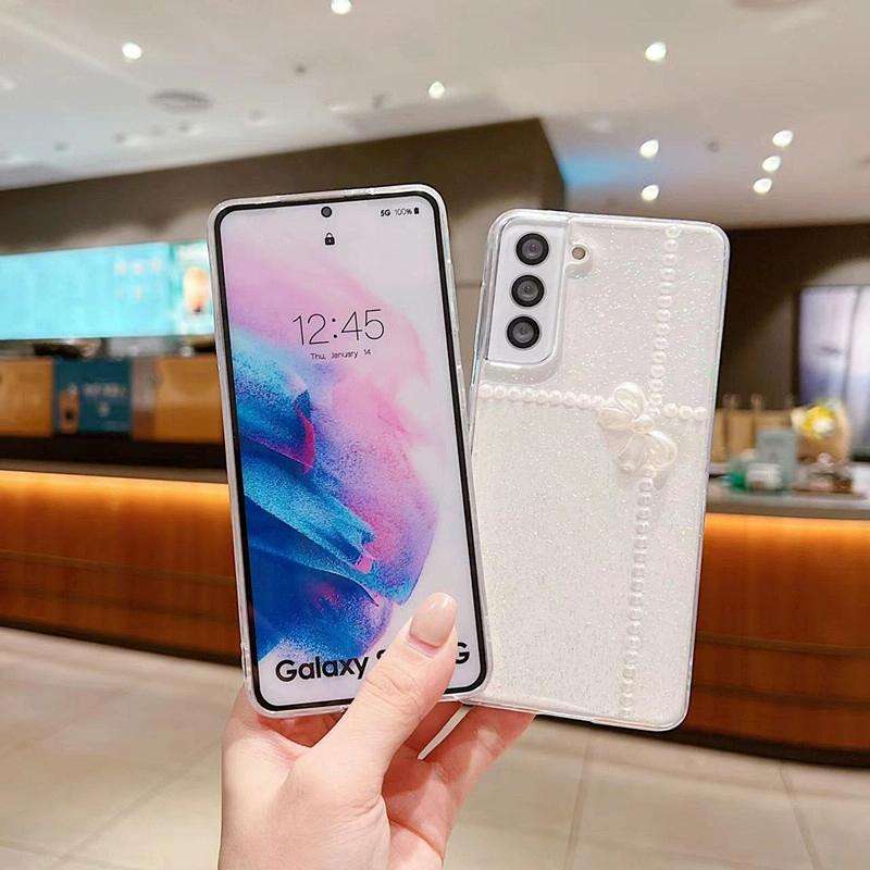 For Samsung Galaxy A24 5G Pearl Bow Glitter Epoxy TPU Phone Case(Three Knots)
