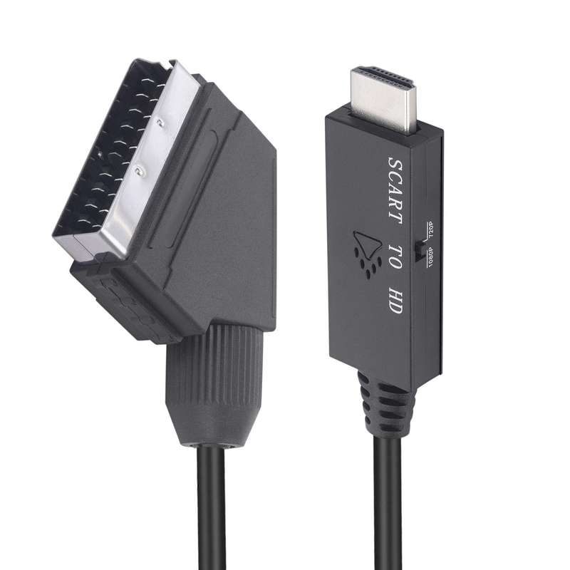 Scart To HDMI-Compatible Converter Video Audio Adapter Cable (Black)