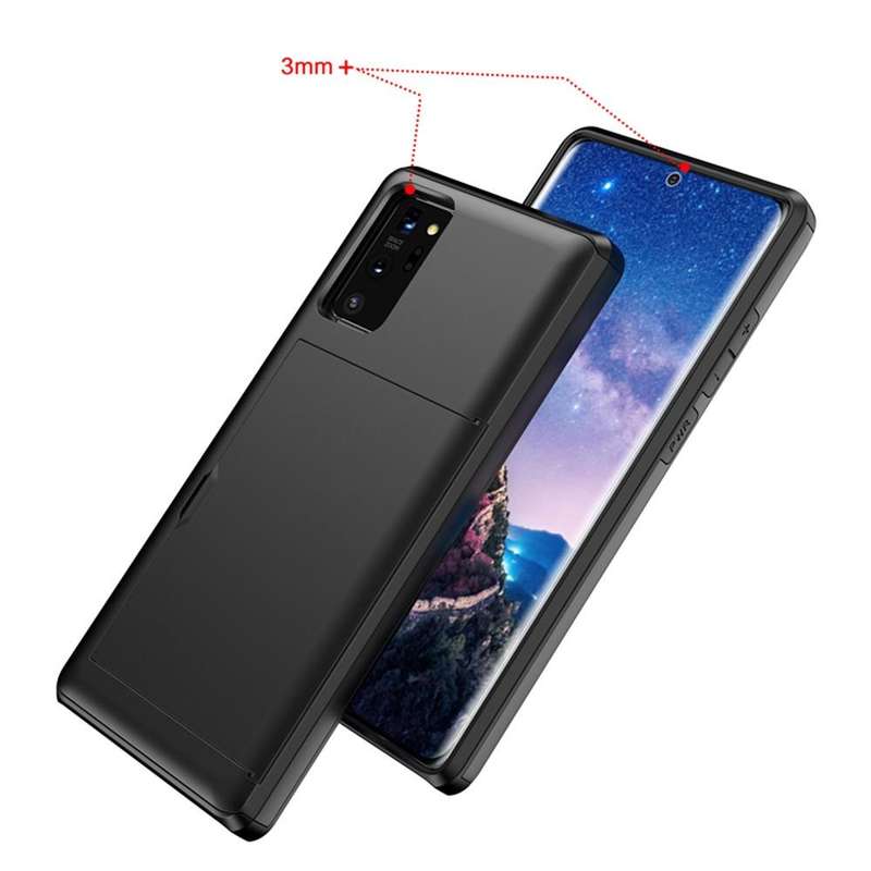 For Samsung Note20 Shockproof Rugged Armor Protective Case with Card Slot(Black)