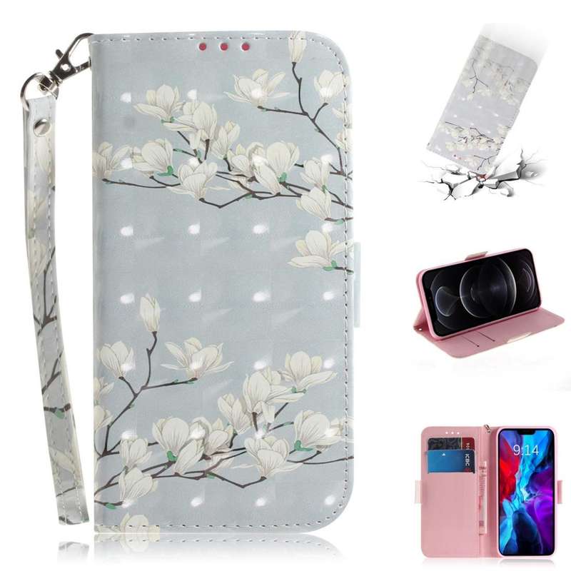 For iPhone 12 / 12 Pro 3D Colored Drawing Horizontal Flip Leather Case with Holder & Card Slots &...