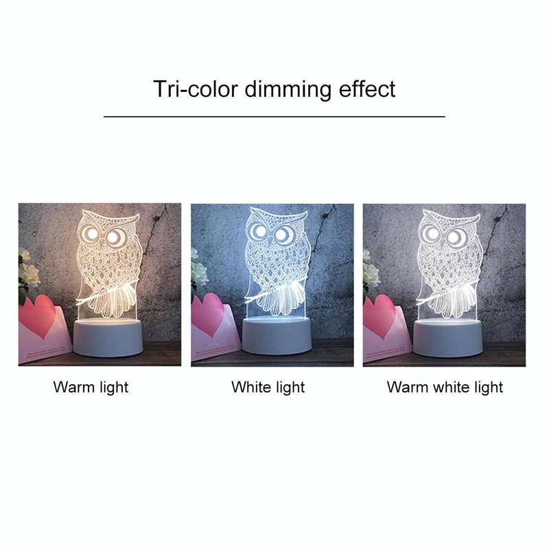 White Base Creative 3D Tricolor LED Decorative Night Light, Button Plug Version, Shape:Moon Bear(...