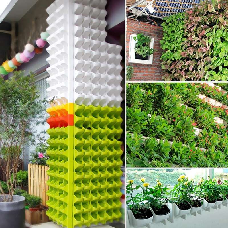 PP Planter Flower Pot Wall Hanging Garden Hanging Stackable Garden Supplies(White)