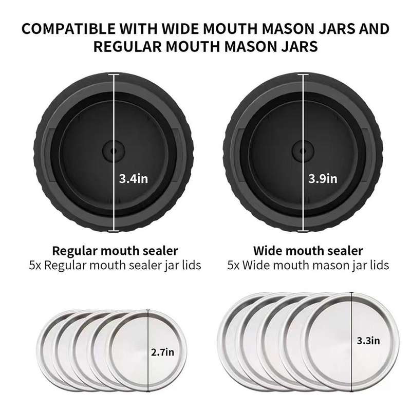 Electric Mason Jar Vacuum Sealer Kit Sealing Machine for Food Storage With 10 Jar Lids(White)