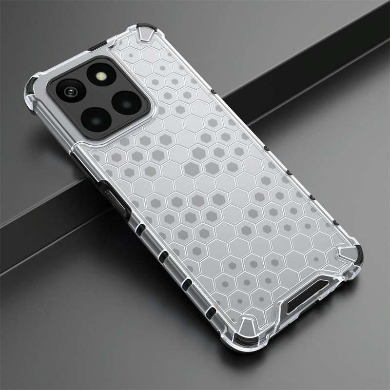 For Honor X6A 4G Shockproof Honeycomb Phone Case(White)