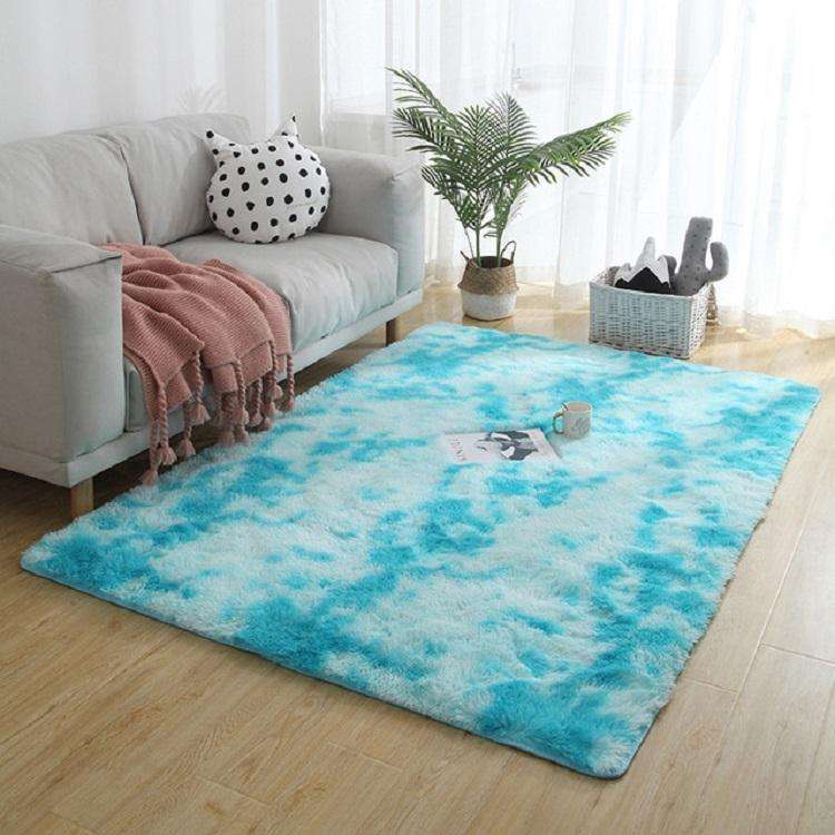 Simple Sofa Bedside Gradient Carpet Living Room Bedroom Mat, Color:Light Blue, Size:50x120cm