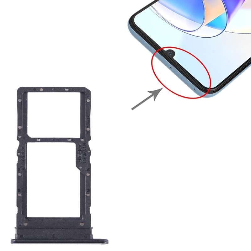 For Honor X7a SIM + SIM / Micro SD Card Tray (Black)