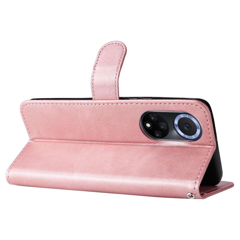 For Huawei nova 9 / Honor 50 5G Calf Texture Zipper Horizontal Flip Leather Phone Case(Rose Gold)