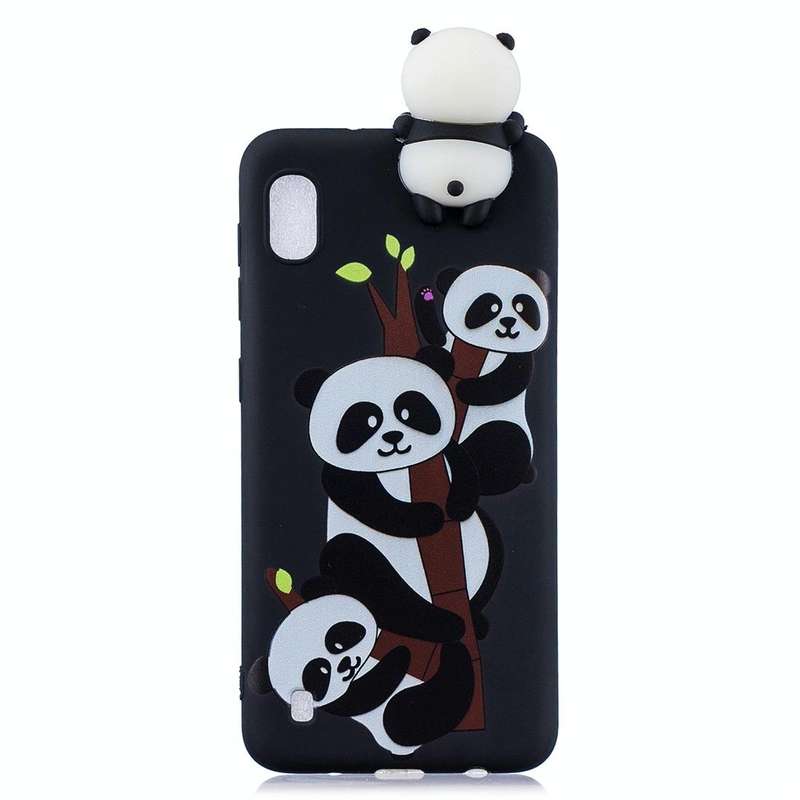 For Galaxy A10 Shockproof Cartoon TPU Protective Case(Three Pandas)