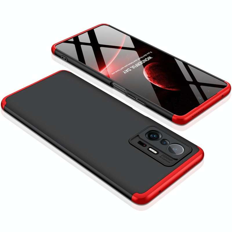 For Xiaomi Mi 11T GKK Three Stage Splicing Full Coverage PC Phone Case(Black Red)