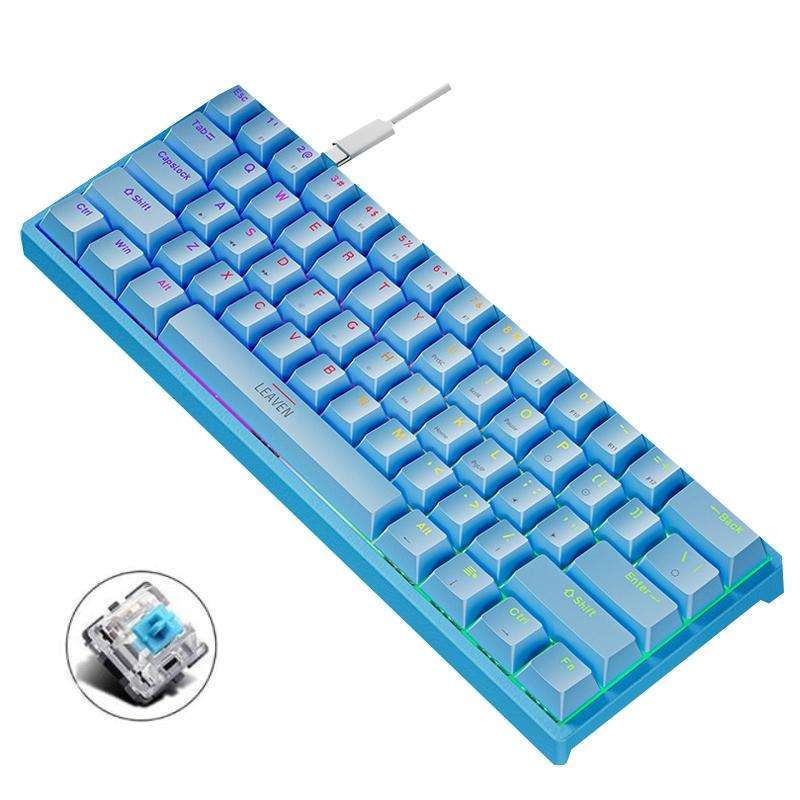 LEAVEN K620 61 Keys Hot Plug-in Glowing Game Wired Mechanical Keyboard, Cable Length: 1.8m, Color...