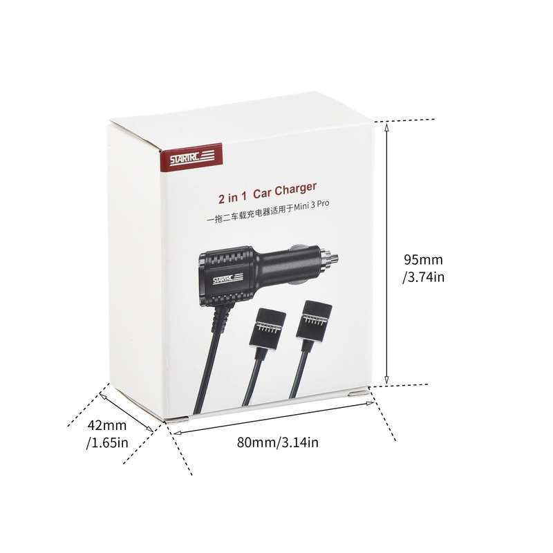 For DJI Mavic Mini 3 Pro STARTRC 2 in 1 Battery and Remote Control Charging Car Charger(Black)