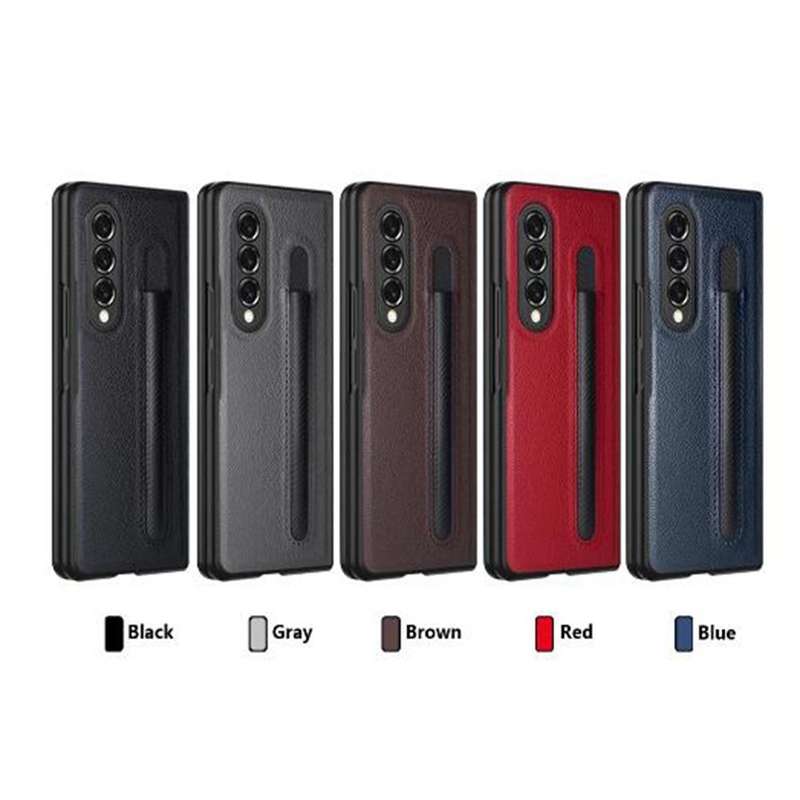 For Samsung Galaxy Z Fold4 Litchi Texture Hinge Protection Folding Phone Case(Black)