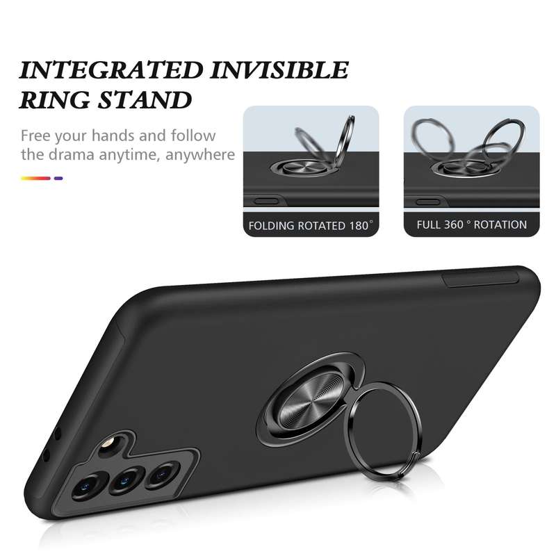 For Samsung Galaxy S21 5G PC + TPU Shockproof Magnetic Protective Case with Invisible Ring Holder...