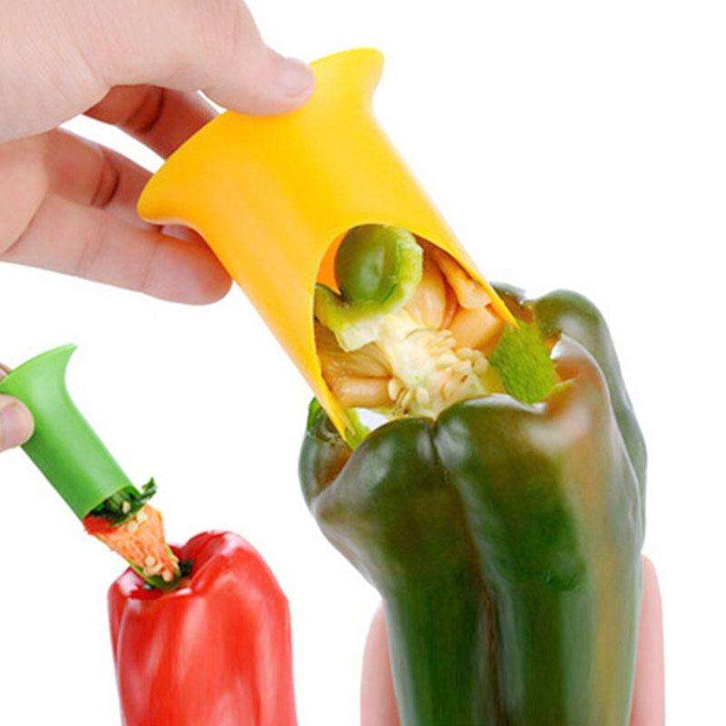 2 In 1 Chili Pepper Seed Extractor Kitchen Fruit and Vegetable Corer(OPP Packaging Color Random D...