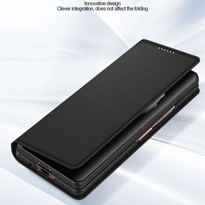 For Samsung Galaxy Z Fold4 Split Type Horizontal Flip Foldable Leather Phone Case(Plain Brown)