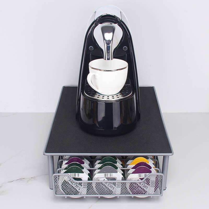 3 Rows Drawer Type Coffee Capsule Holder Organizer Can Storage 60pcs Milk Ball(Silver Gray)