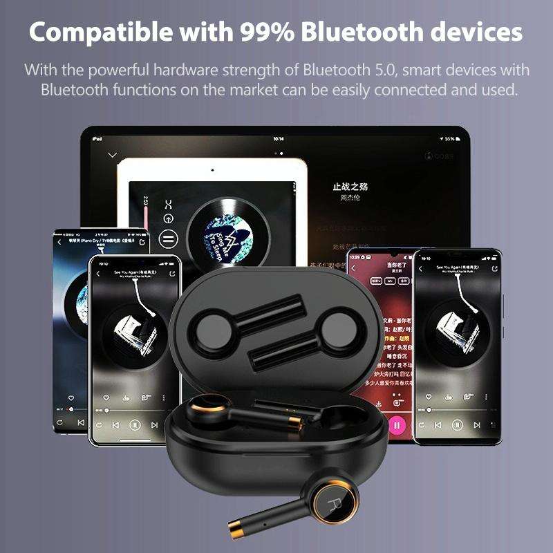 L2 TWS Stereo Bluetooth 5.0 Wireless Earphone with Charging Box, Support Automatic Pairing(Black)