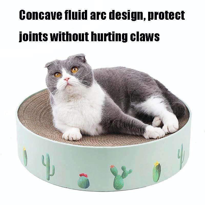 Round Corrugated Cat Scratcher Claw Sharpener Toy Bed, Colour: Pink 32x32x6cm