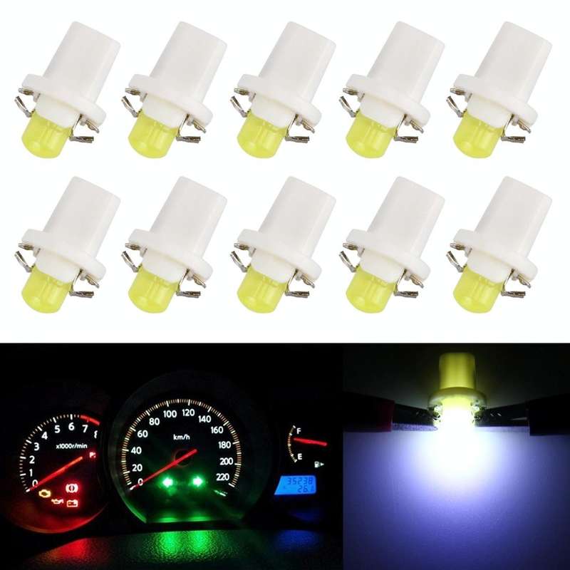 10 PCS 0.4W B8.5 Wedge Instrument Panel COB LED Light Dashboard Gauge Cluster Indicator Lamp Bulb...