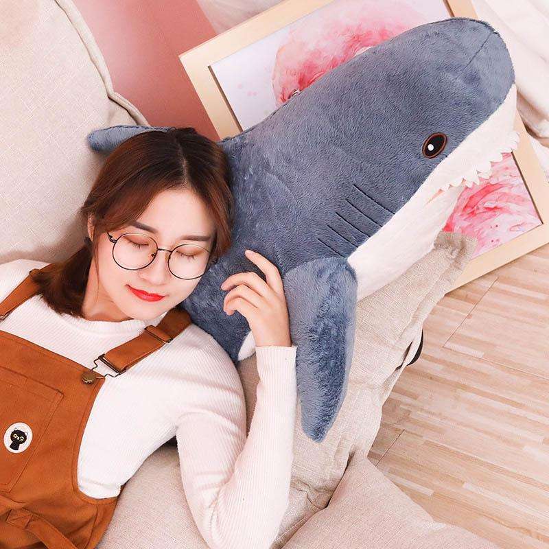 Plush Stuffed Toy Shark Kids Toys Boys Girls Animal Reading Pillow for Birthday Gifts, Height:80c...