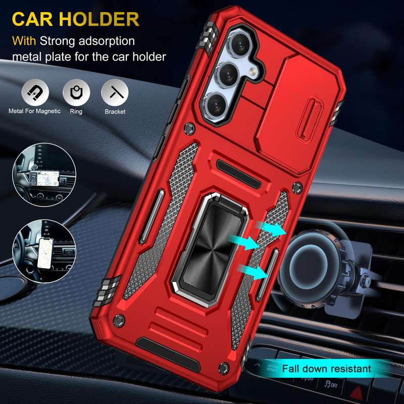 For Samsung Galaxy A54 Armor PC + TPU Camera Shield Phone Case(Red)