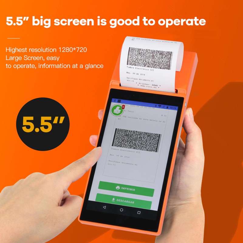 SGT-SP01 5.5 inch HD Screen Handheld POS Receipt Printer, Suit Version, EU Plug(Blue)
