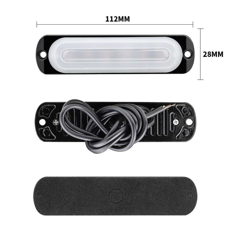 DC12V-24V / 18W Car Truck Emergency Strobe Flash Warning Light 6LEDs Ultra-thin Side Lights(Red)