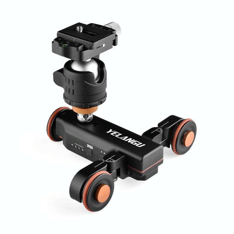 YELANGU L4X Camera Wheel Dolly Electric Track Slider 3-Wheel Dolly Car with Remote & Ballhead, Lo...