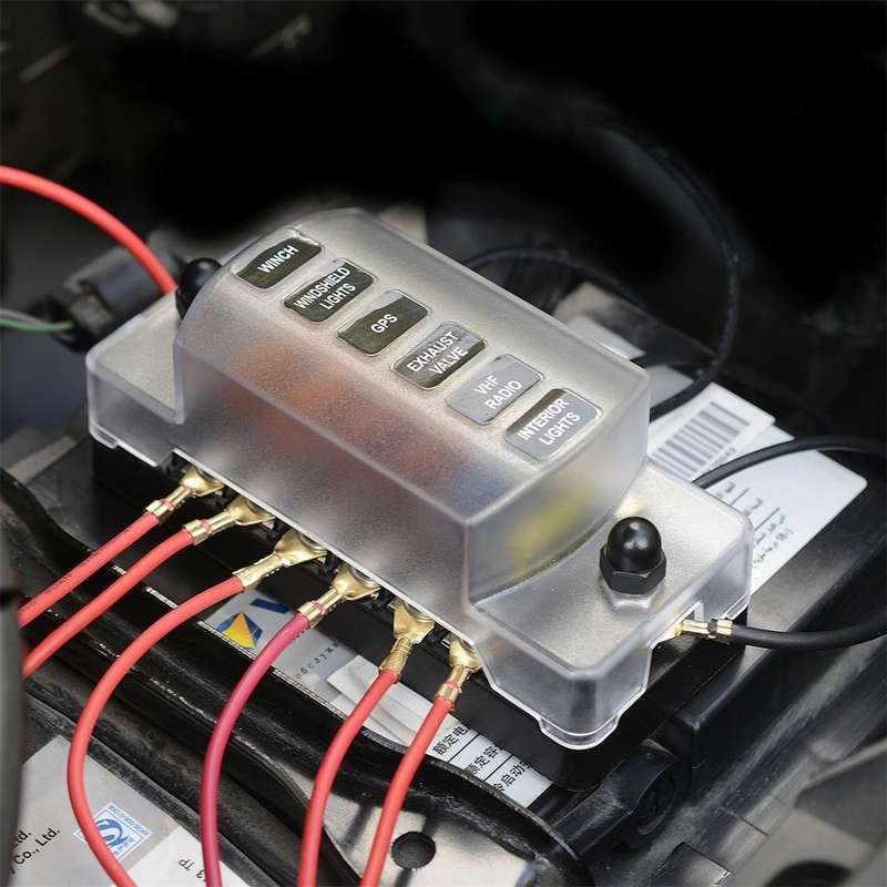 ZH-978A1 FB1901 1 In 6 Out 6 Ways Independent Positive Negative Fuse Box with 12 Fuses for Auto C...