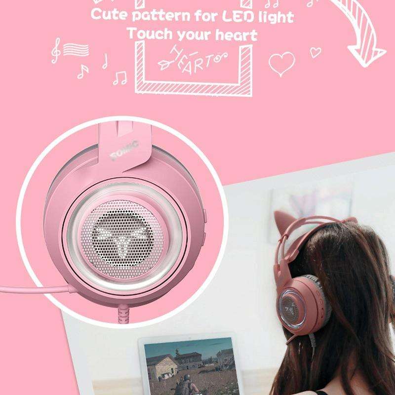 SOMIC G951PINK Head-mounted 7.1 Channel Anchor E-Sports Game Headset Wheat(Pink)