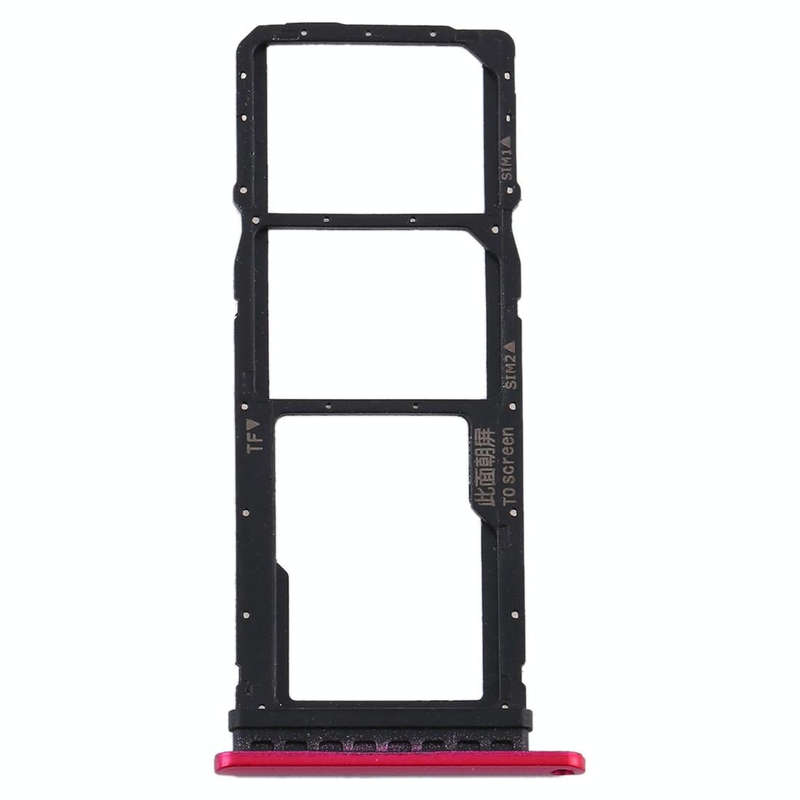 SIM Card Tray + SIM Card Tray + Micro SD Card Tray for Huawei Y7p (Rose Red)