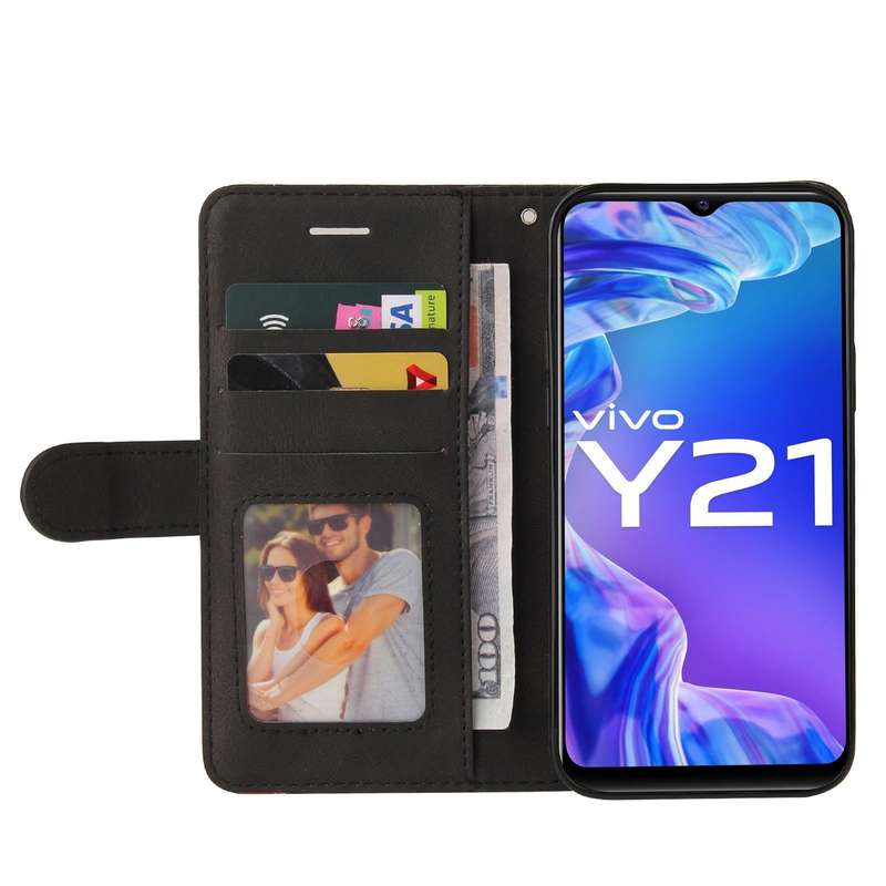 For vivo Y21 2020/Y21s/Y33s Dual-color Splicing Horizontal Flip PU Leather Case with Holder & Car...