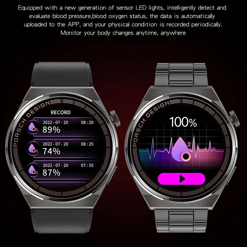 MD3MAX Porsche Ver 1.39 inch Round Screen Leather Strap Smart Watch Supports Heart Rate Monitorin...