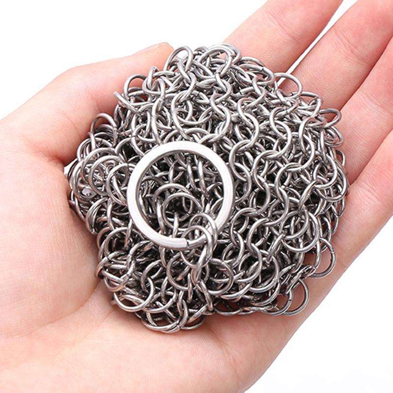 Stainless Steel Square Cast Iron Cleaner Pot Brush Scrubber Home Cookware Kitchen Cleaning Tool, ...