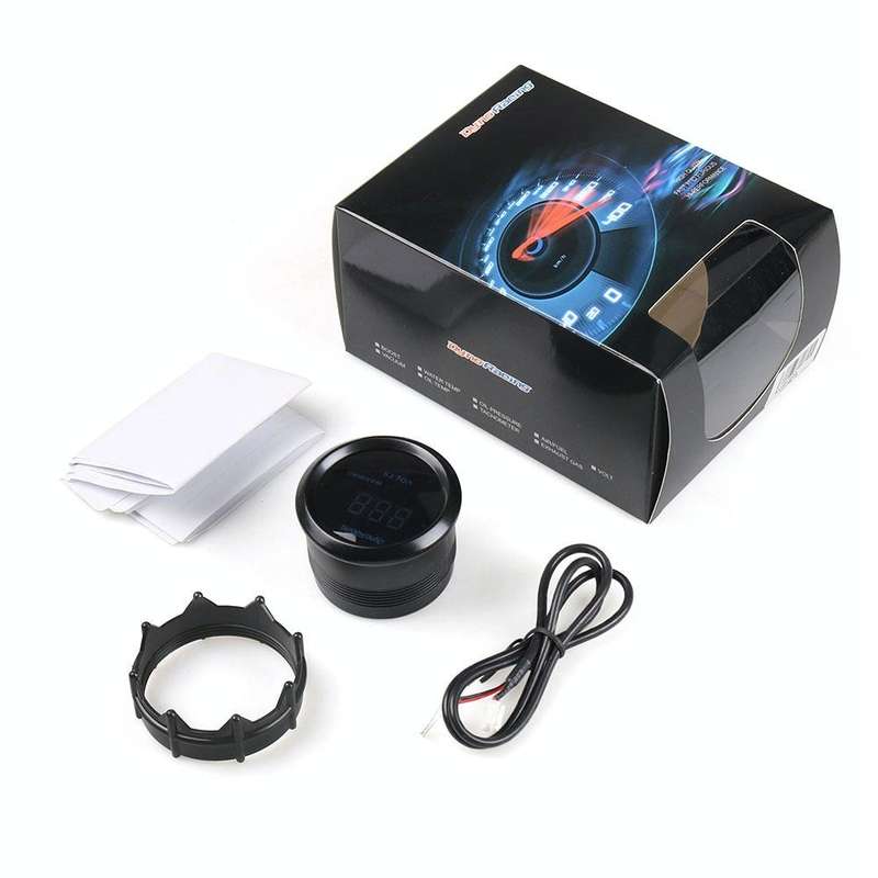 Car Modified 12V Universal 52mm Blue Light Digital Display Meter, Style:Voltmeter