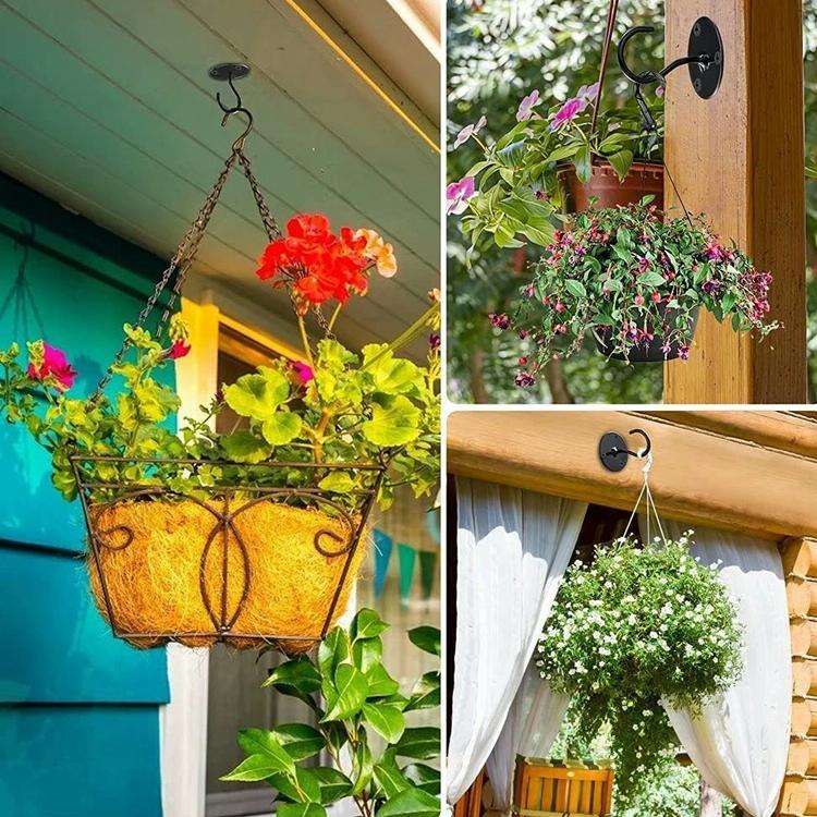 4 PCS Iron Ceiling Hook Balcony Flower Basket Hook Wall Clothes Hook(White)