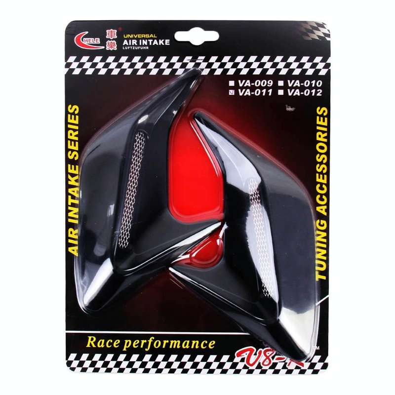 2PCS Plastic Decorative Air Flow Intake Turbo Bonnet Hood Side Vent Grille Cover With Self-adhesi...