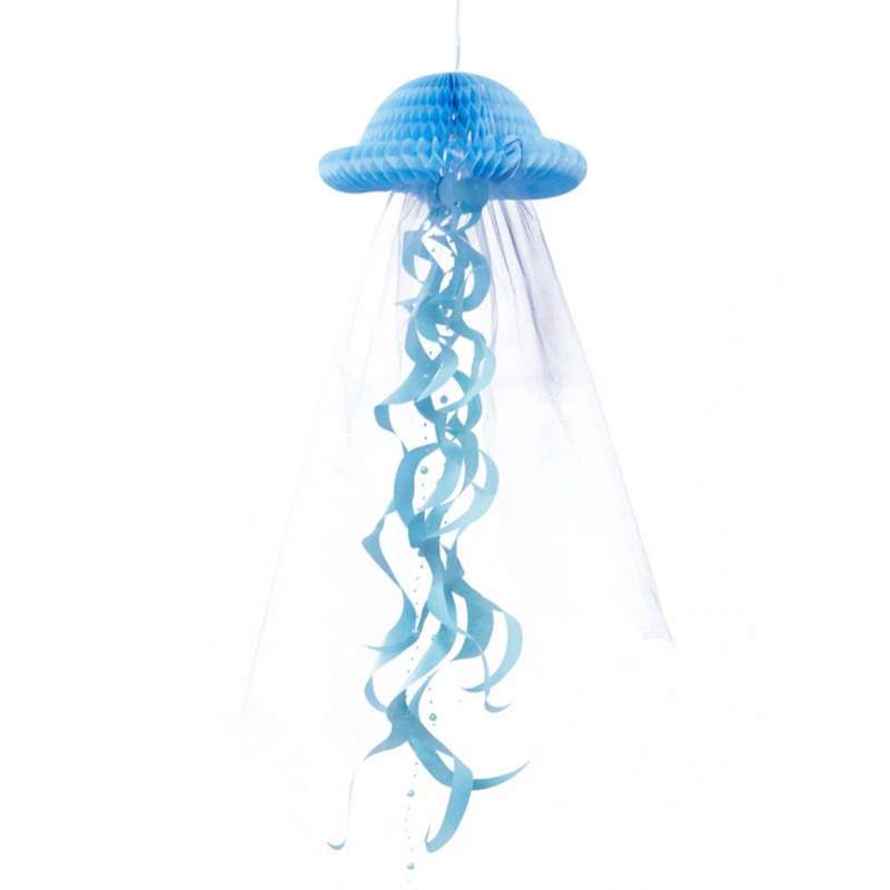 Honeycomb Jellyfish Pastel Mermaid Party Birthday Party Decorations Hanging(Blue)