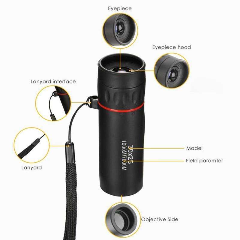 30x25 Mini Portable Optical Monocular Telescope (Black)