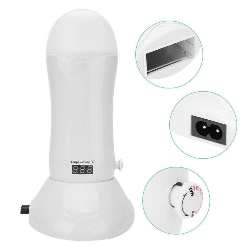 Portable Manual Thermostat Wax Machine Hair Removal Wax Bean Heater, EU Plug(White)