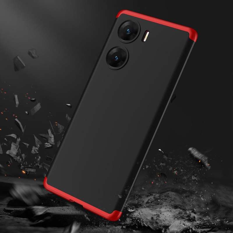 For vivo V29e GKK Three Stage Splicing Full Coverage PC Phone Case(Black Red)
