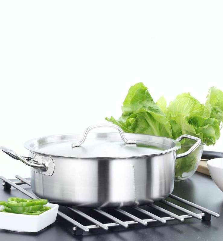 Stainless Steel Extra Thick Hot Pot Thickened Bottom Grid Pot(Diameter : 28cm)