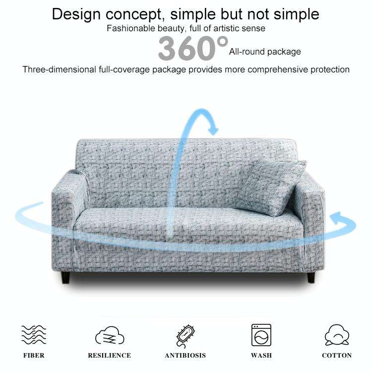 Double Seat Full Coverage Elastic Non-slip Sofa Cover(Light Cloud Gray)