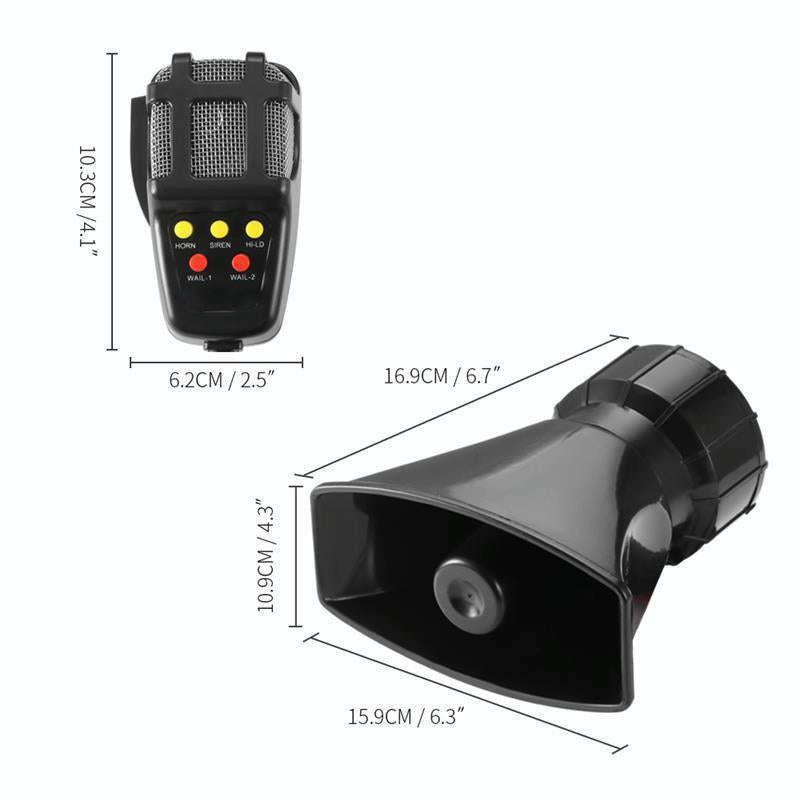 HW-1006B 12V 100W 125dB 5-tone Car Electric Alarm Air Horn Siren Speaker 5 Sound Tone Super Loud ...